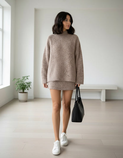 Knitted Skirt & Sweater Set