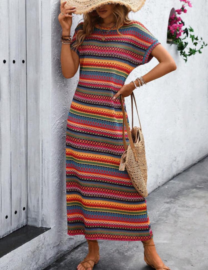 Striped Short Sleeve Dress