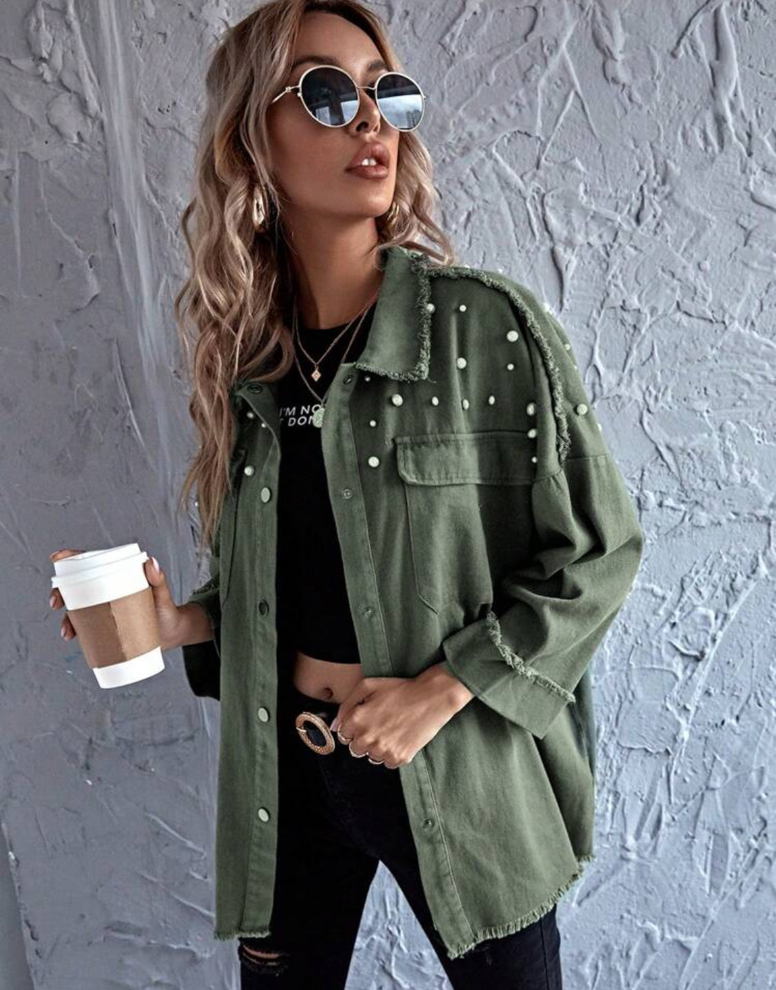 Shoulder Pearls Shirt