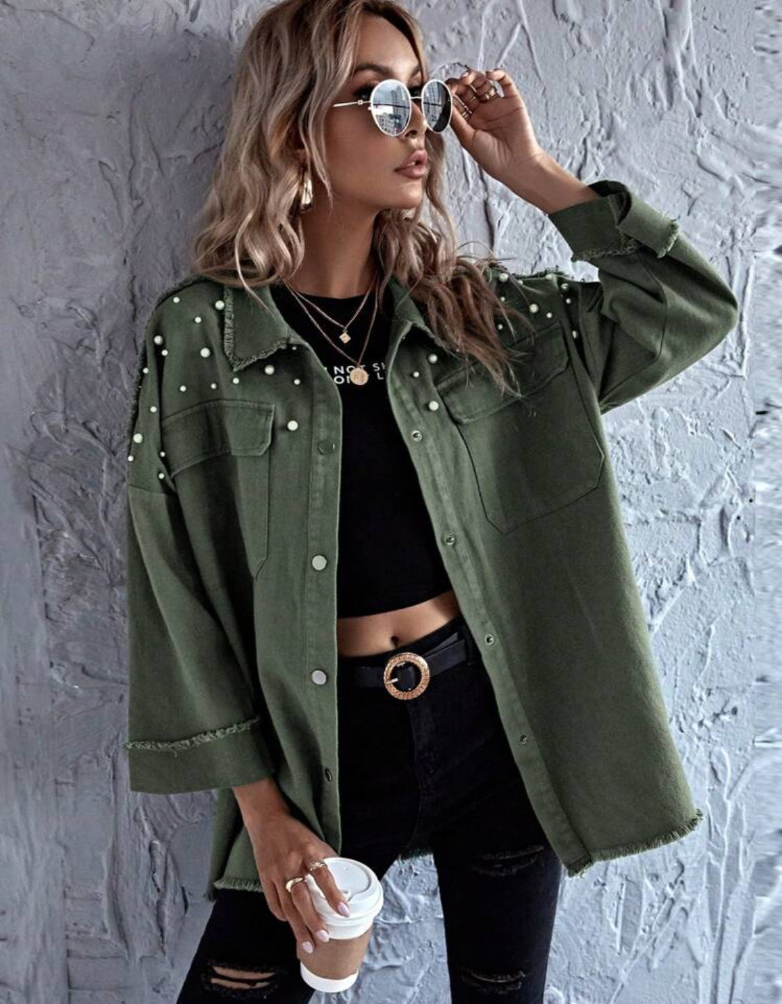 Shoulder Pearls Shirt