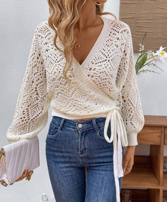 V-Neck Crisscross Cardigan