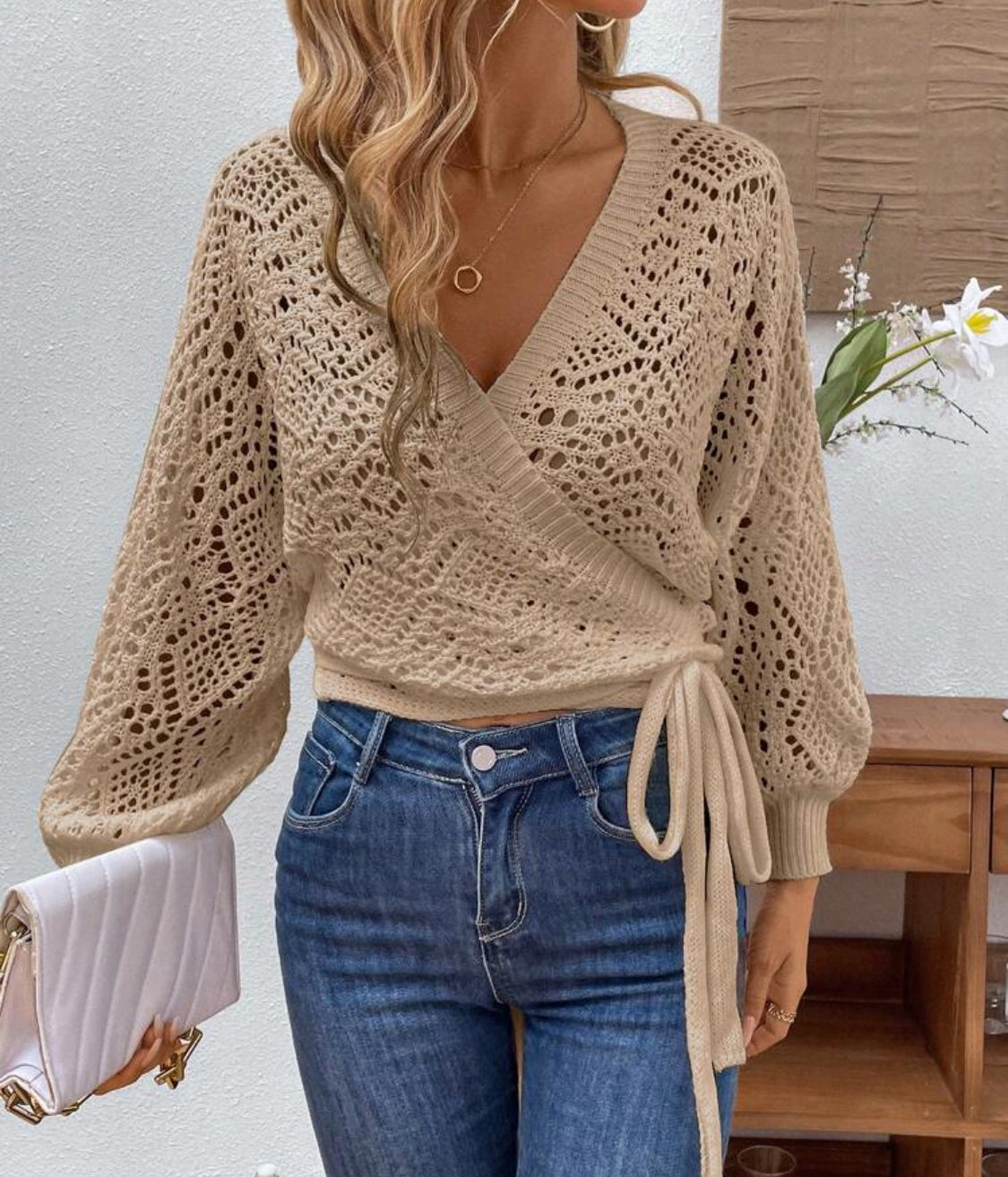 V-Neck Crisscross Cardigan
